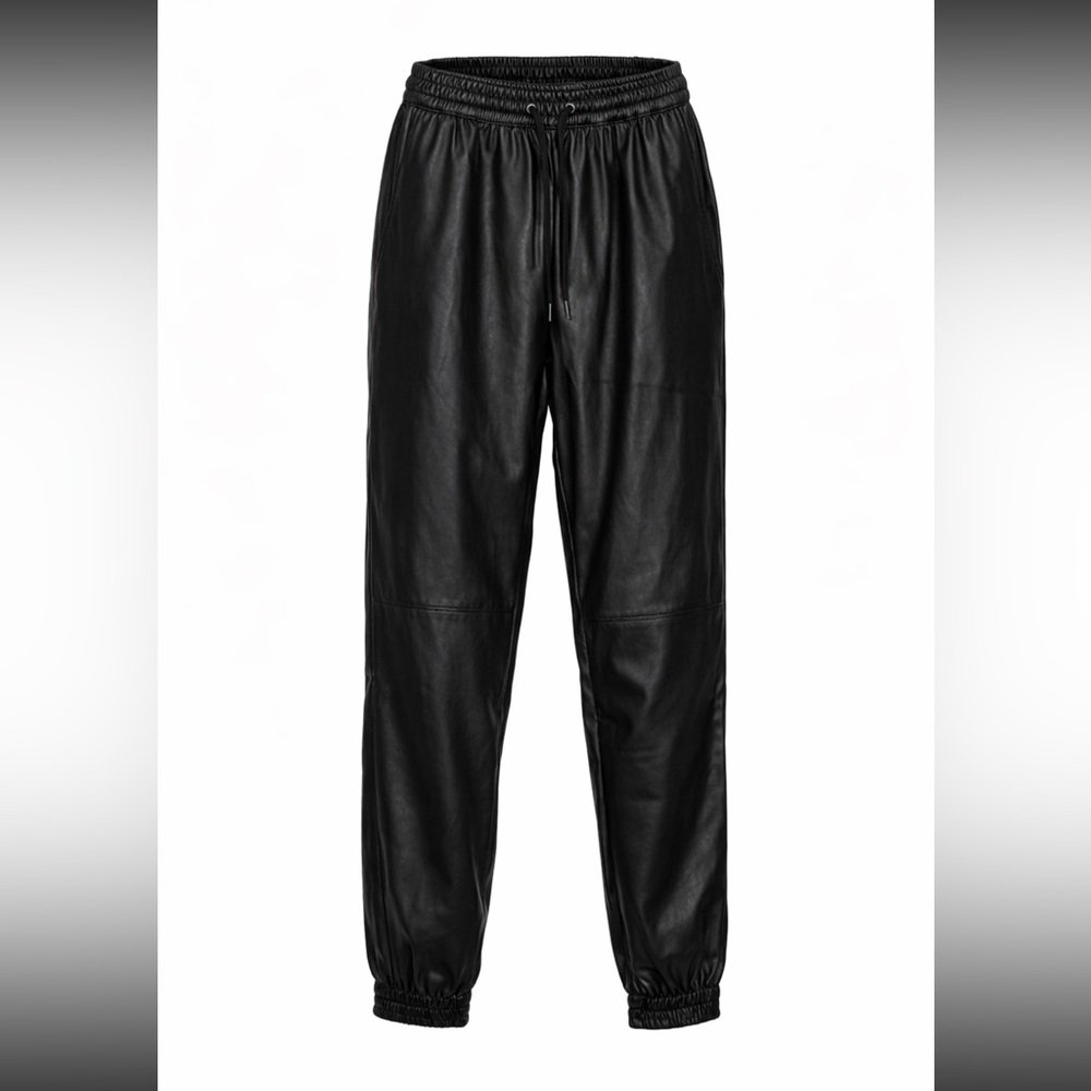 The Zara Faux Leather Jogger Pants with Elastic Waistband Size Small